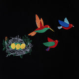 BirdsNest embroidered sweatshirt by TURTLEGROOVE – embroidery close-up detail, black