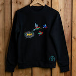 BirdsNest embroidered sweatshirt by TURTLEGROOVE – front view, black