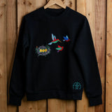 BirdsNest embroidered sweatshirt by TURTLEGROOVE – front view, black
