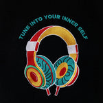 InnerSelf embroidered sweatshirt by TURTLEGROOVE – embroidery close-up detail, black
