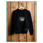 Stress Is A Myth embroidered sweatshirt by TURTLEGROOVE – feature highlights, organic cotton, Made in Canada