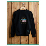 Stress Is A Myth embroidered sweatshirt by TURTLEGROOVE – feature highlights, organic cotton, Made in Canada
