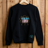 StressIsAMyth embroidered sweatshirt by TURTLEGROOVE – front view, black