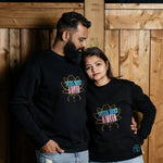 StressIsAMyth embroidered sweatshirt by TURTLEGROOVE – model wearing, black