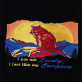 I Am Not Lonely embroidered sweatshirt by TURTLEGROOVE – embroidery close-up detail, black