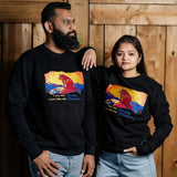 I Am Not Lonely embroidered sweatshirt by TURTLEGROOVE – model wearing, black