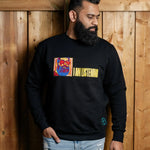 IAmListening embroidered sweatshirt by TURTLEGROOVE – model wearing, black