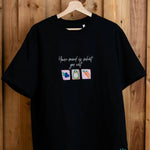 MindIsWhatUEat embroidered t-shirt by TURTLEGROOVE – front view, black