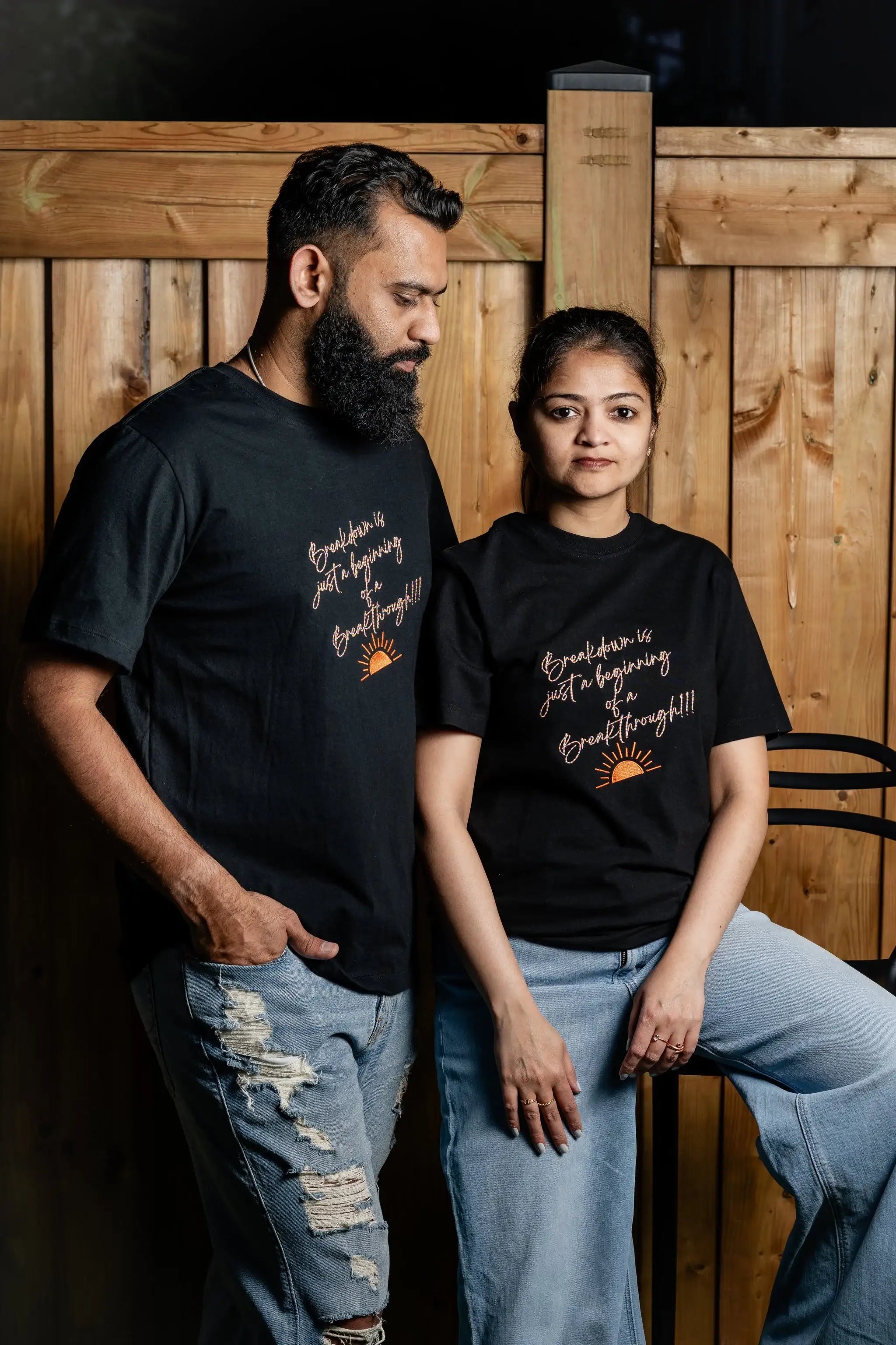 BreakdownIs embroidered t-shirt by TURTLEGROOVE – model wearing, black