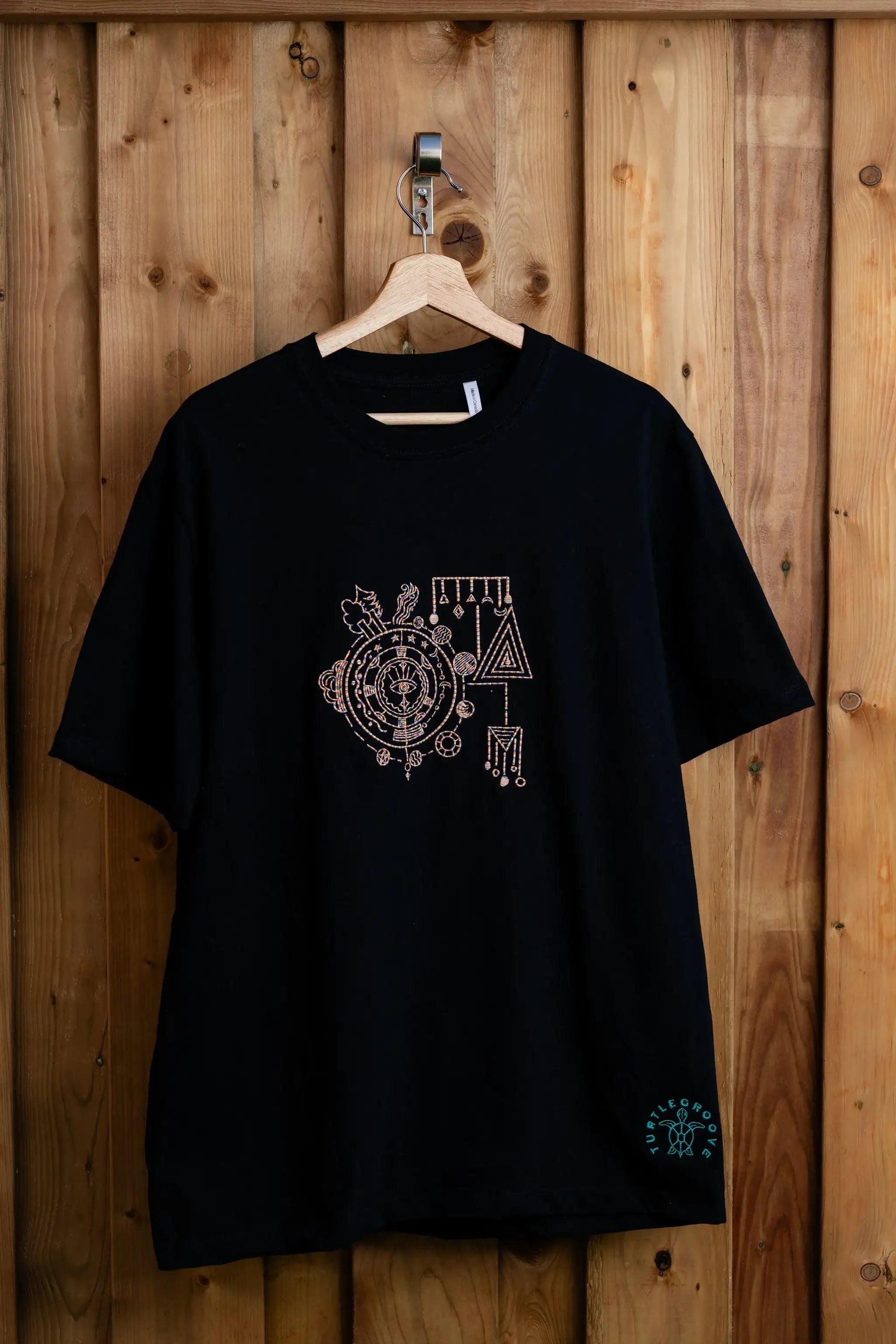 SolarSystem embroidered t-shirt by TURTLEGROOVE – front view, black