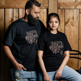 SolarSystem embroidered t-shirt by TURTLEGROOVE – model wearing, black