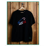 Just Live embroidered t-shirt by TURTLEGROOVE – feature highlights, organic cotton, Made in Canada