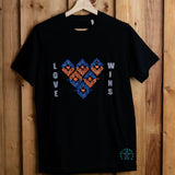 LoveWins embroidered t-shirt by TURTLEGROOVE – front view, black
