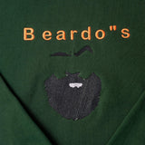 Beardos embroidered sweatshirt by TURTLEGROOVE – embroidery close-up detail, forest green