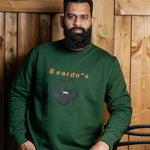 Beardos embroidered sweatshirt by TURTLEGROOVE – model wearing, forest green