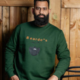 Beardos embroidered sweatshirt by TURTLEGROOVE – model wearing, forest green