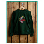 Spread Love Where You Land embroidered sweatshirt by TURTLEGROOVE – feature highlights, organic cotton, Made in Canada