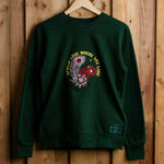 SpreadLove embroidered sweatshirt by TURTLEGROOVE – front view, forest green