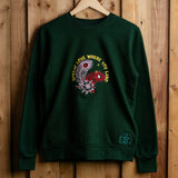 SpreadLove embroidered sweatshirt by TURTLEGROOVE – front view, forest green