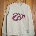 Snake Purple embroidered sweatshirt by TURTLEGROOVE – front view, Natural