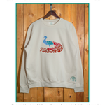 Peacock embroidered sweatshirt by TURTLEGROOVE – feature highlights, organic cotton, Made in Canada