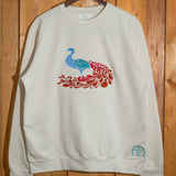 Peacock embroidered sweatshirt by TURTLEGROOVE – front view, Natural