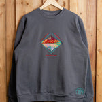 YourPurposeIsDeeper embroidered sweatshirt by TURTLEGROOVE – front view, oil grey