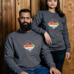YourPurposeIsDeeper embroidered sweatshirt by TURTLEGROOVE – model wearing, oil grey