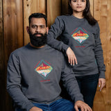 YourPurposeIsDeeper embroidered sweatshirt by TURTLEGROOVE – model wearing, oil grey