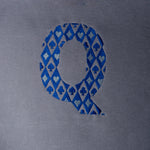 Q embroidered sweatshirt by TURTLEGROOVE – embroidery close-up detail, Oil Grey