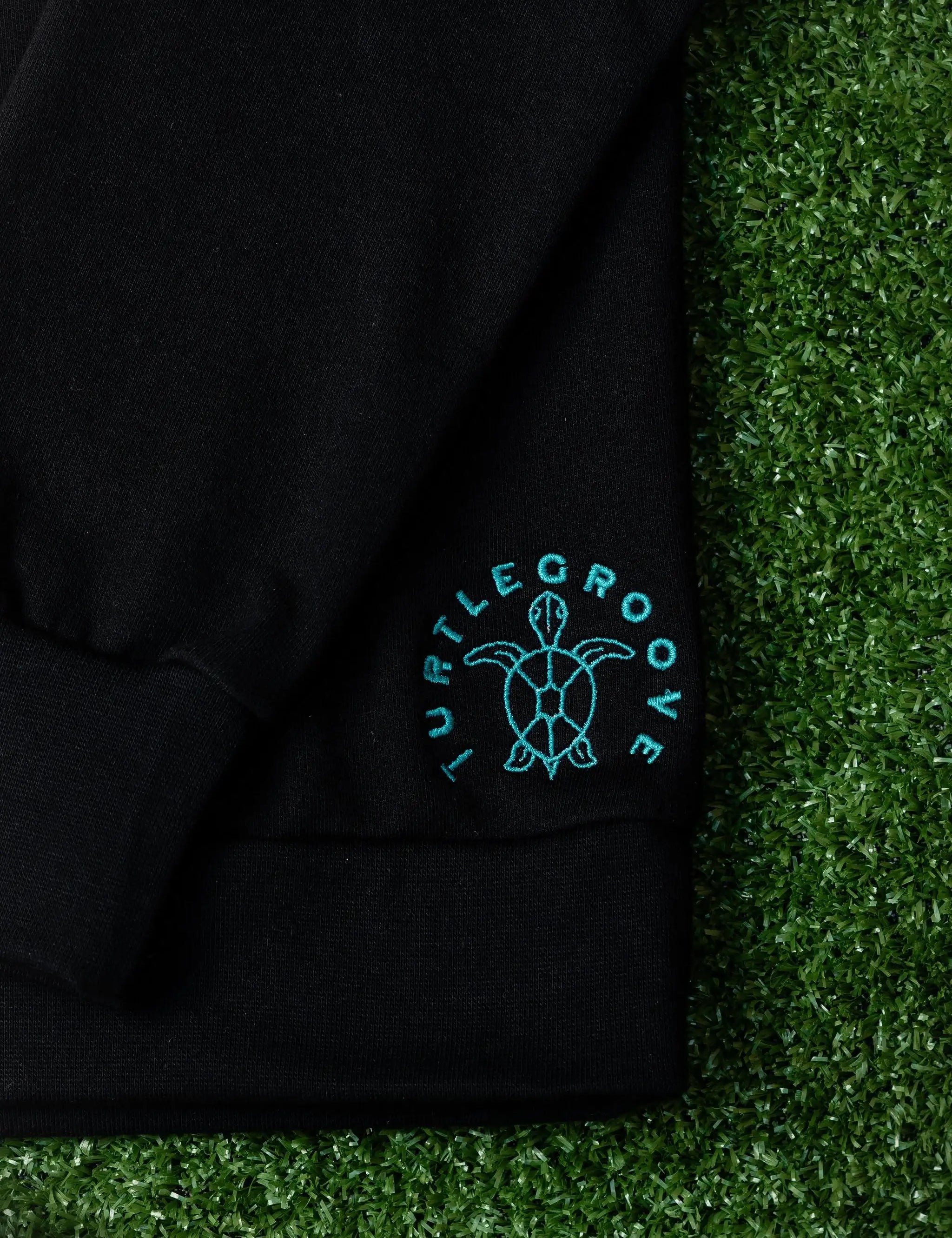 TURTLEGROOVE Made in Canada logo – black embroidered sweatshirt