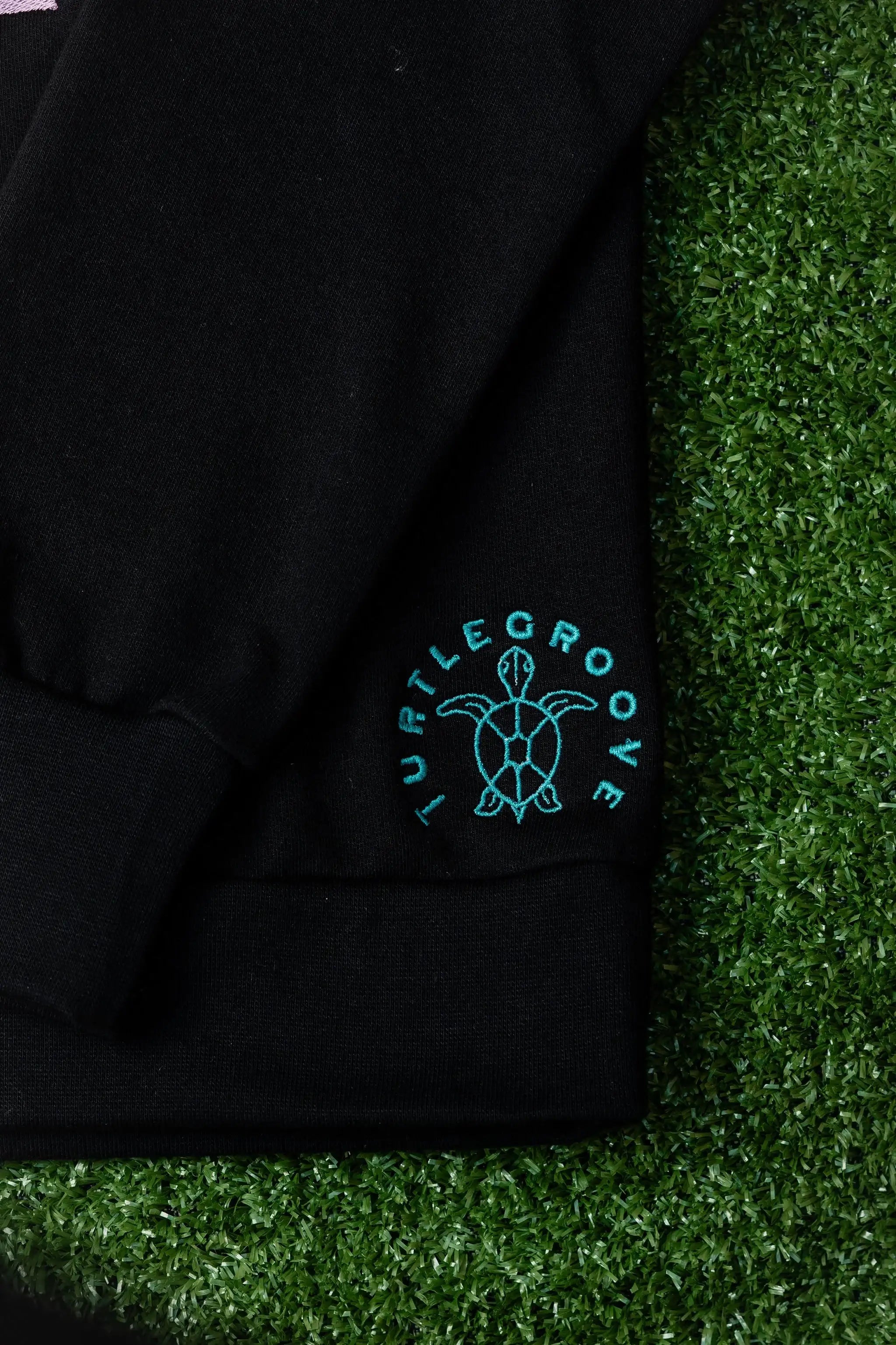 TURTLEGROOVE Made in Canada logo – black embroidered sweatshirt