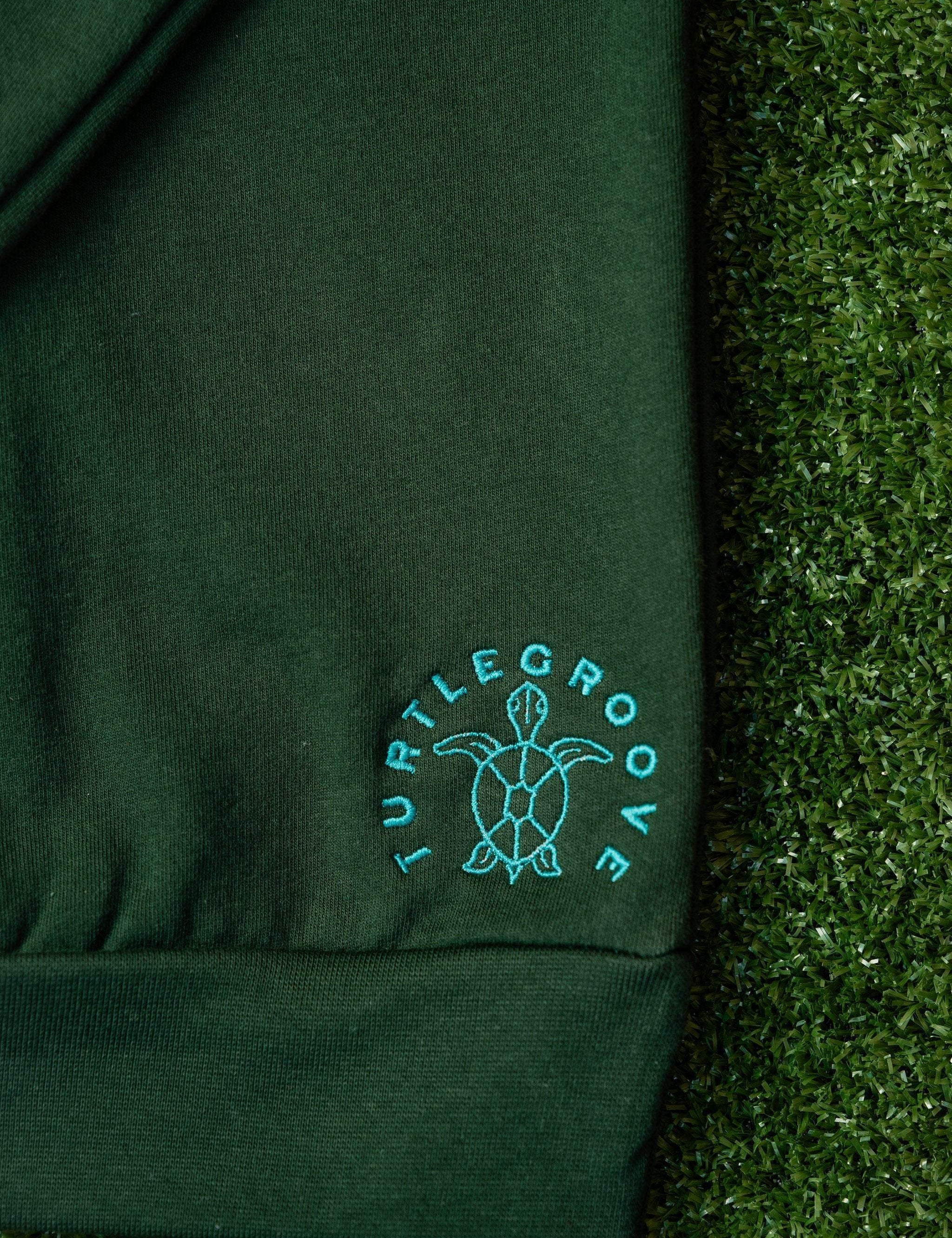 TURTLEGROOVE Made in Canada logo – forest green embroidered sweatshirt