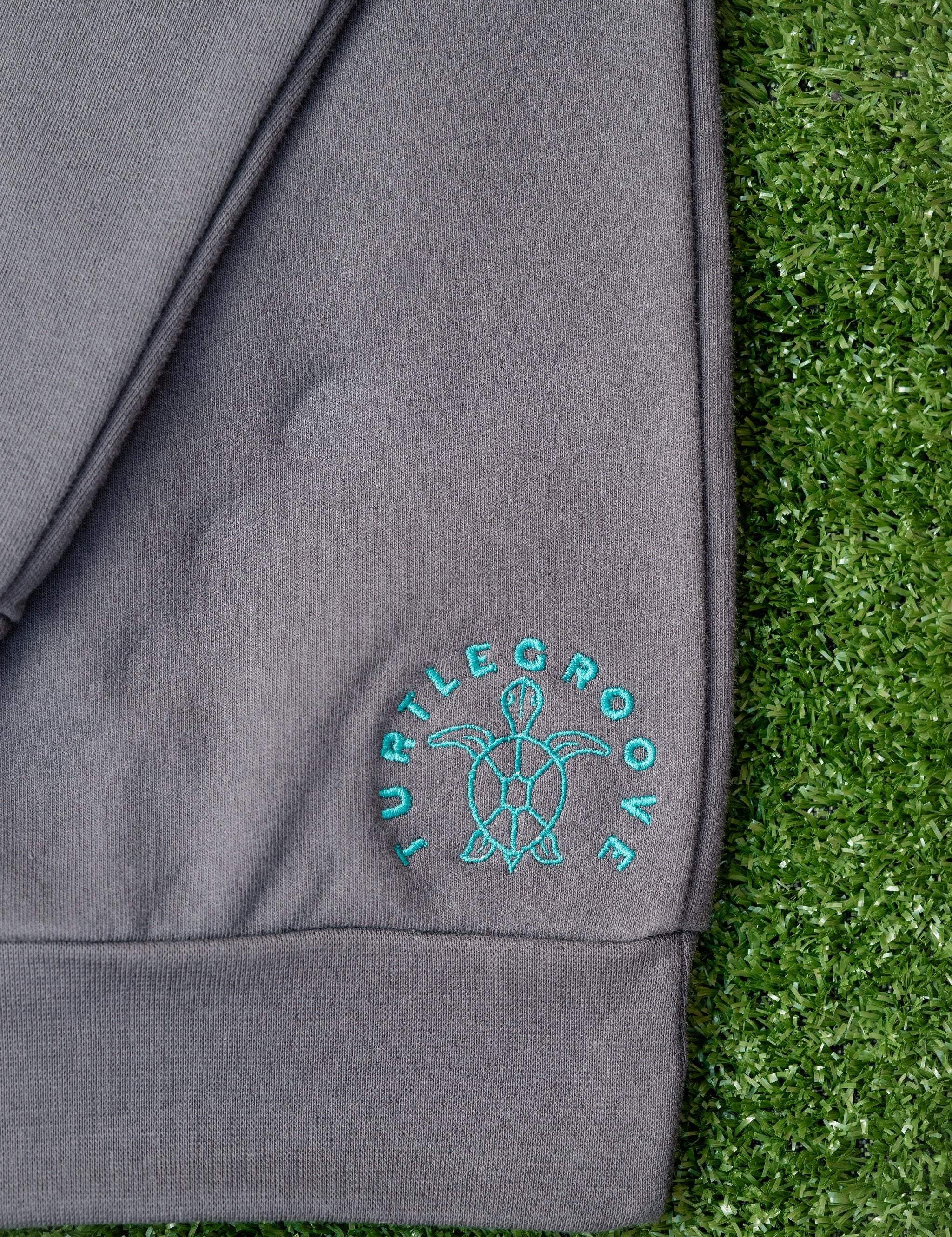 TURTLEGROOVE Made in Canada logo – oil grey embroidered sweatshirt