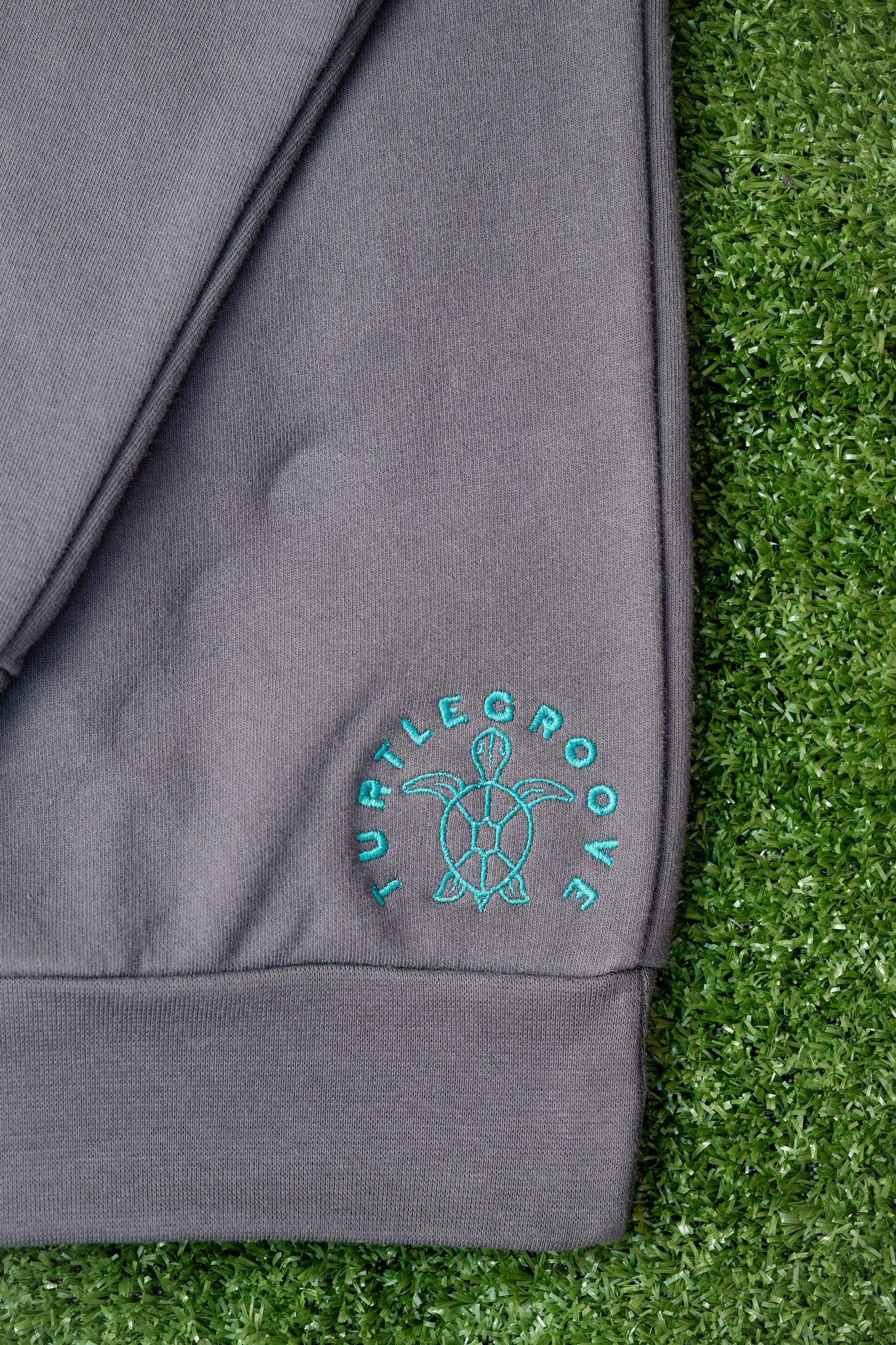 TURTLEGROOVE Made in Canada logo – oil grey embroidered sweatshirt