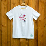 I Bleed Love embroidered t-shirt by TURTLEGROOVE – front view, white