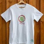 Bold & Fierce embroidered t-shirt by TURTLEGROOVE – front view, white