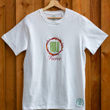 Bold & Fierce embroidered t-shirt by TURTLEGROOVE – front view, white