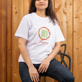 Bold & Fierce embroidered t-shirt by TURTLEGROOVE – model wearing, white