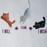 I Will Can Wish embroidered t-shirt by TURTLEGROOVE – embroidery close-up detail, white