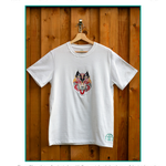 Flare Wolf embroidered t-shirt by TURTLEGROOVE – feature highlights, organic cotton, Made in Canada