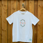 Own Your Skills embroidered t-shirt by TURTLEGROOVE – front view, white