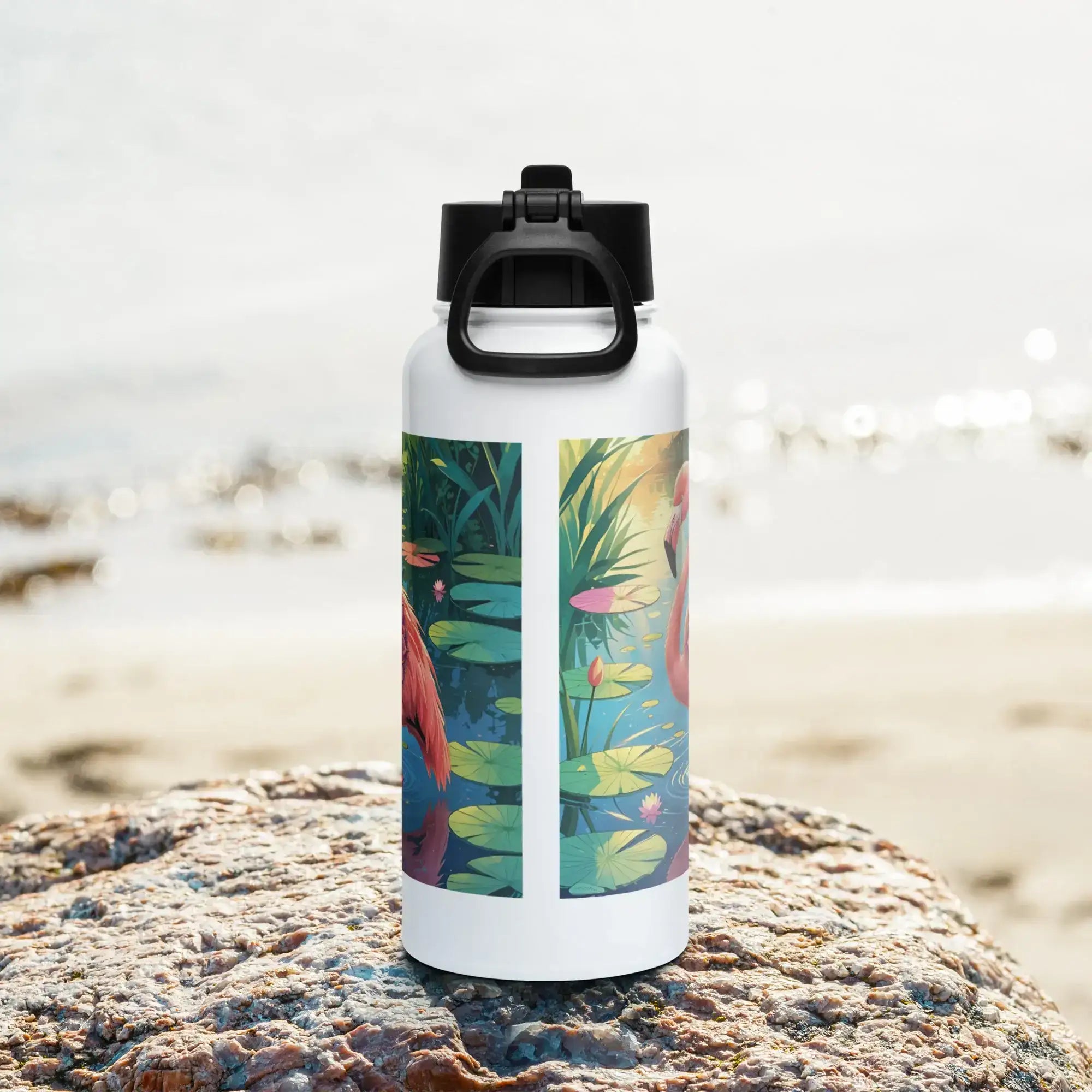 Flamingo Frame | Stainless Steel | Bottle with Straw | TeeandTurtle | Sustainable