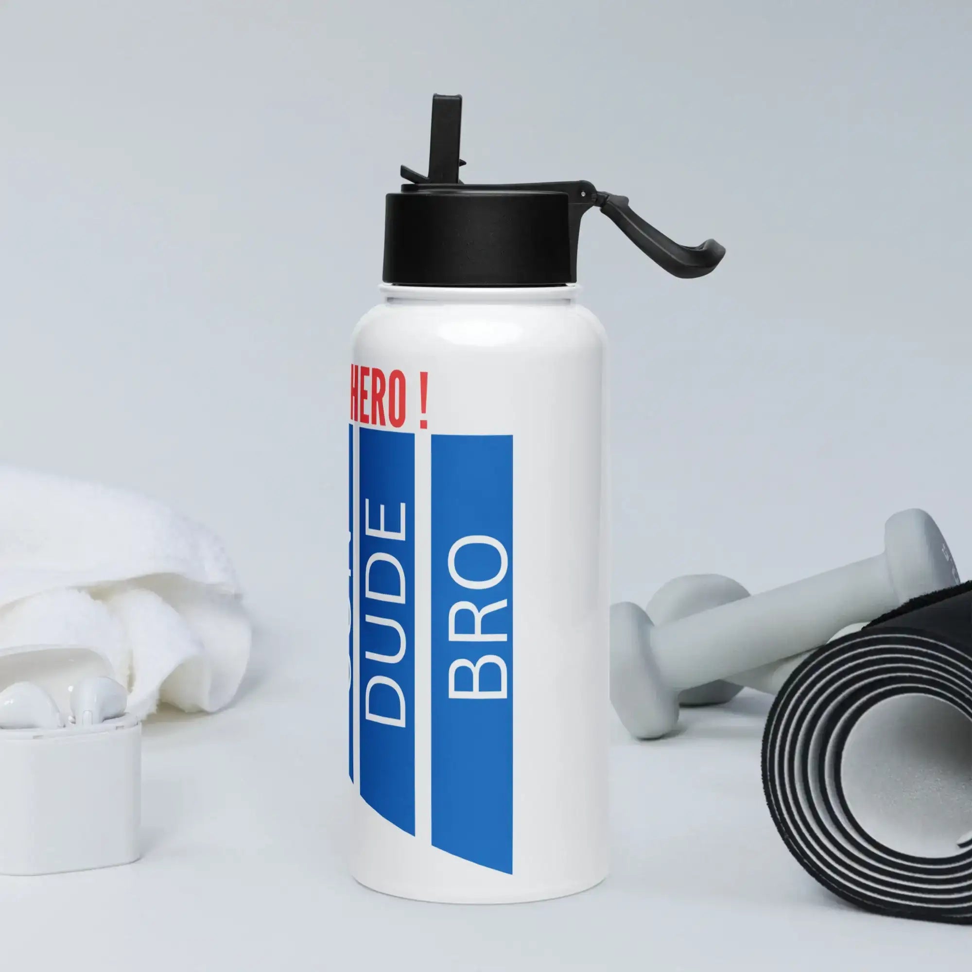 Overall A Hero | Stainless Steel | Bottle with Straw | TeeandTurtle | Sustainable