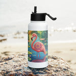 Flamingo Frame | Stainless Steel | Bottle with Straw | TeeandTurtle | Sustainable